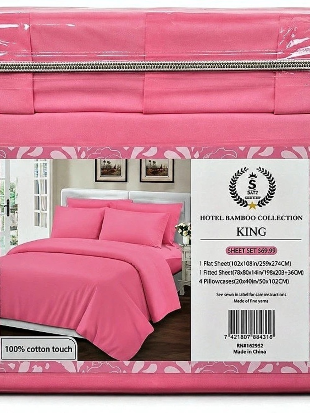 Hotel Bamboo Collection King Sheet Set Pink King 100% Cotton Sheet Set NWT
